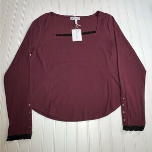Jessica Simpson XL Maroon Blouse with Button Accents NWT